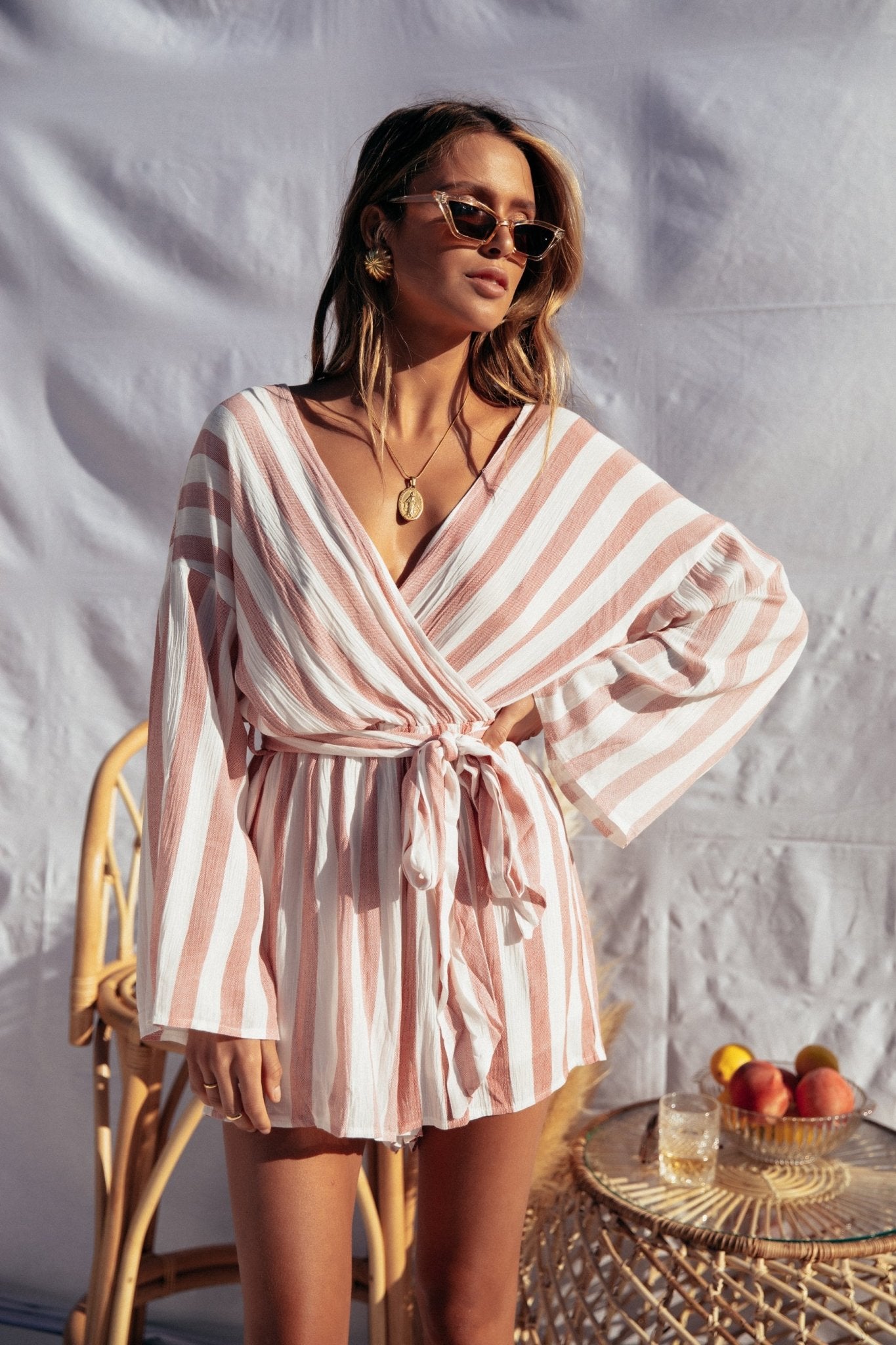 White clearance striped playsuit