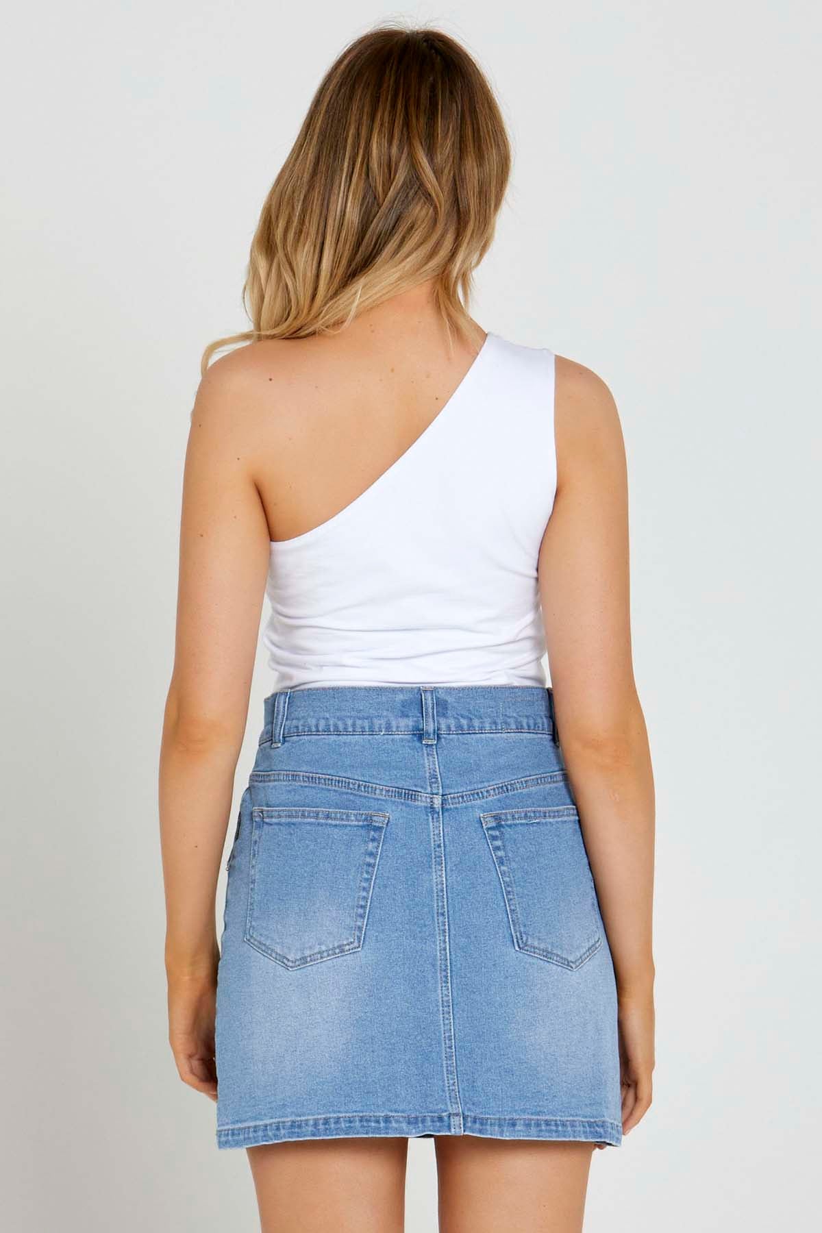 Sass Bec One Shoulder Top in White