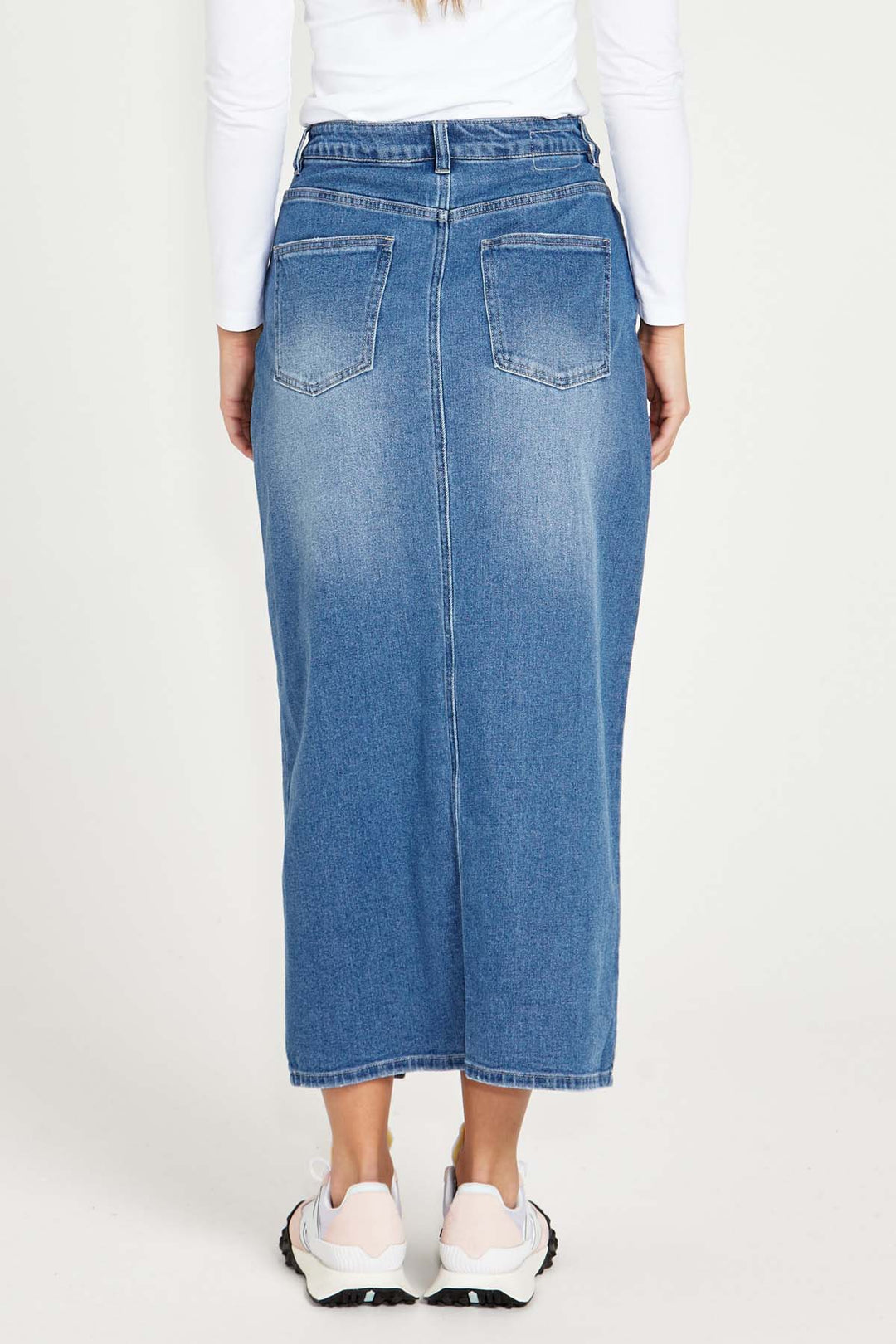 スカート hejokr Maxi Denim Dungarees Skirt Emerald Denim Maxi Skirt in 80 Wash Blue | SASS | Hey Sara