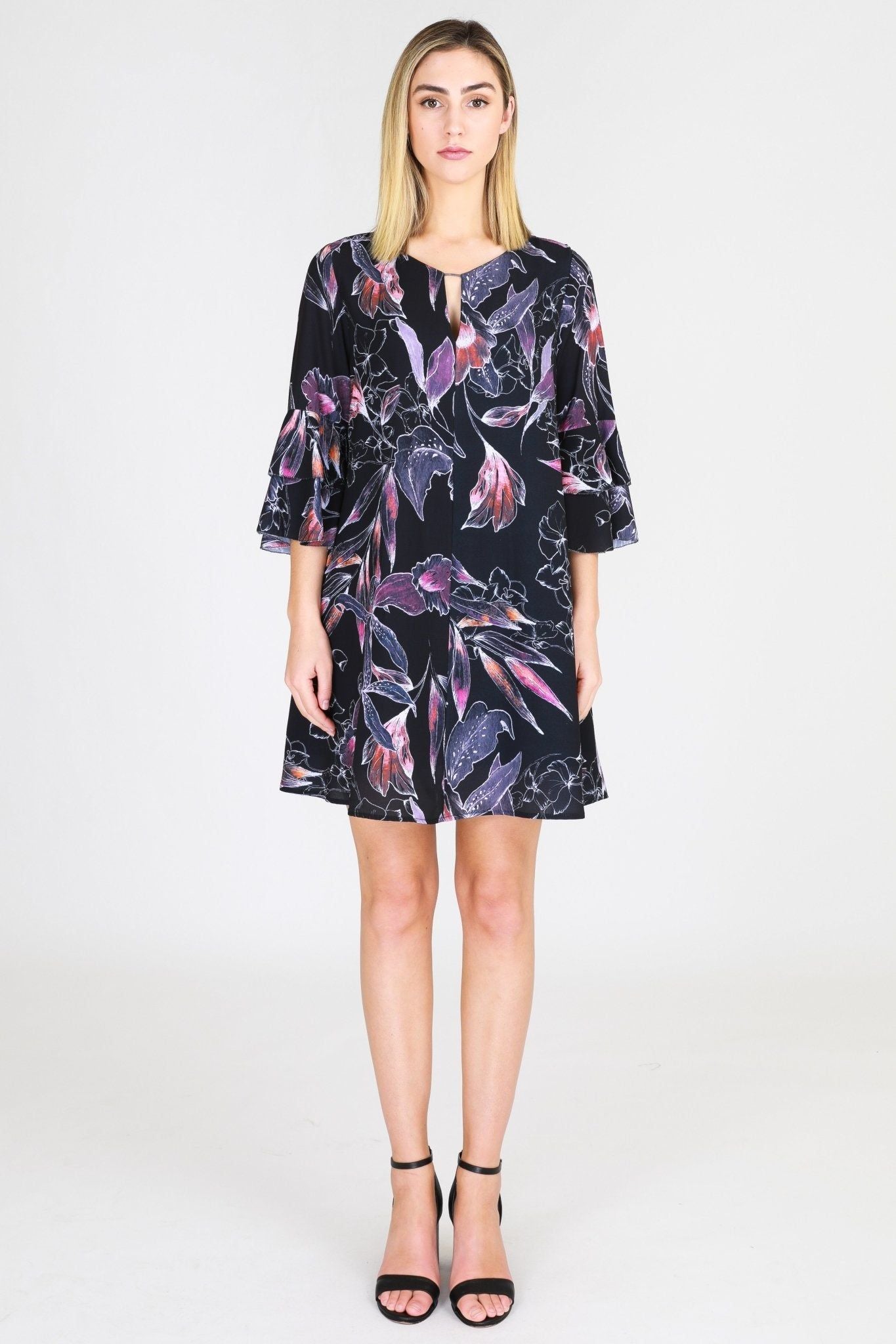 3rd Love Ruffle Sleeve Dress in Leaf Print - Hey Sara