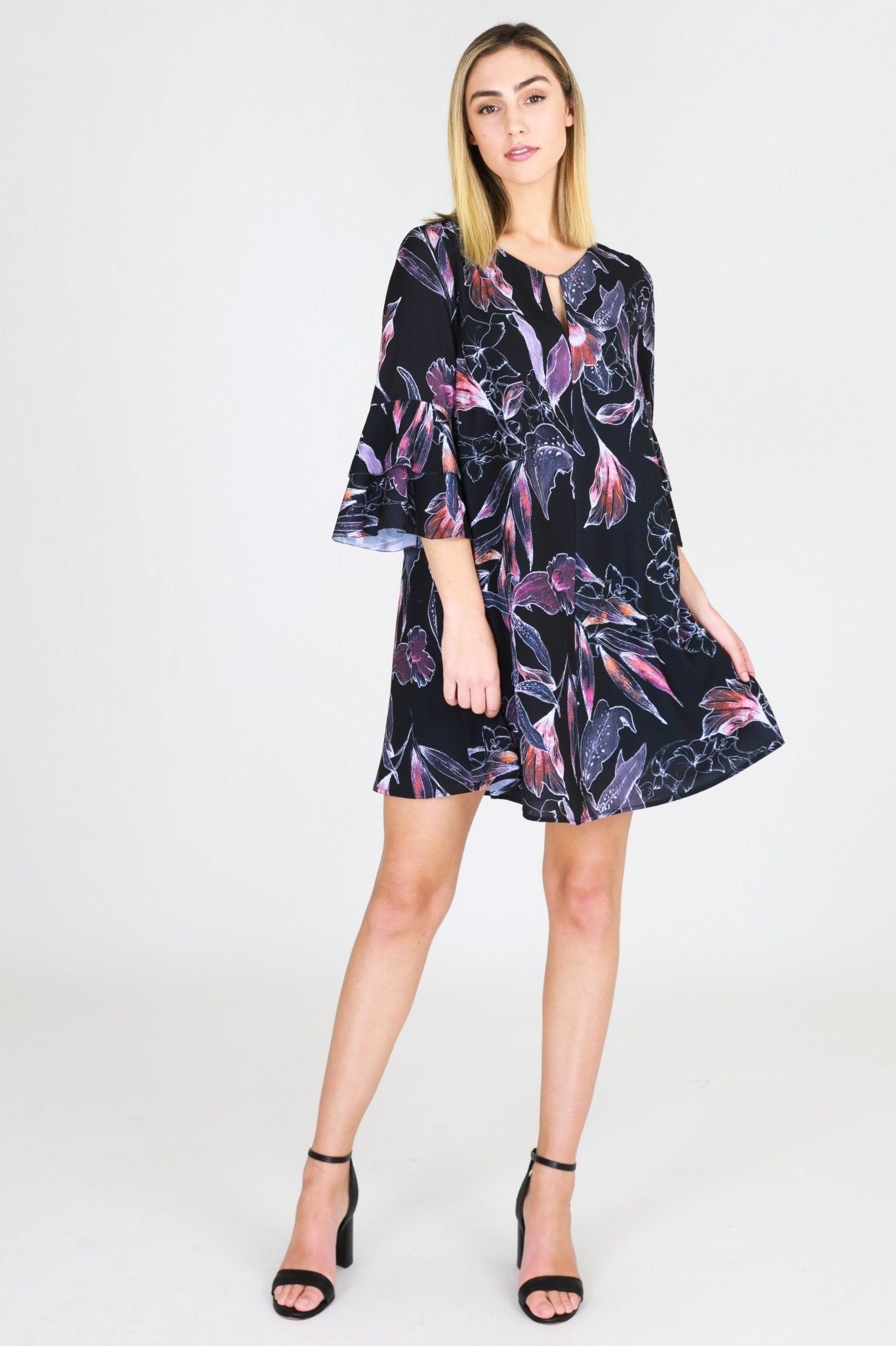 3rd Love Ruffle Sleeve Dress in Leaf Print - Hey Sara