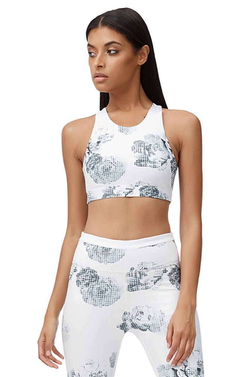 Allfenix Eden Sports Bra in White with Print - Hey Sara