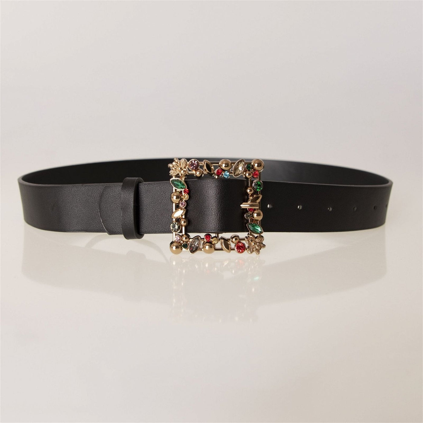 Angels Whisper Bejewelled Square Buckle PU Belt - Hey Sara