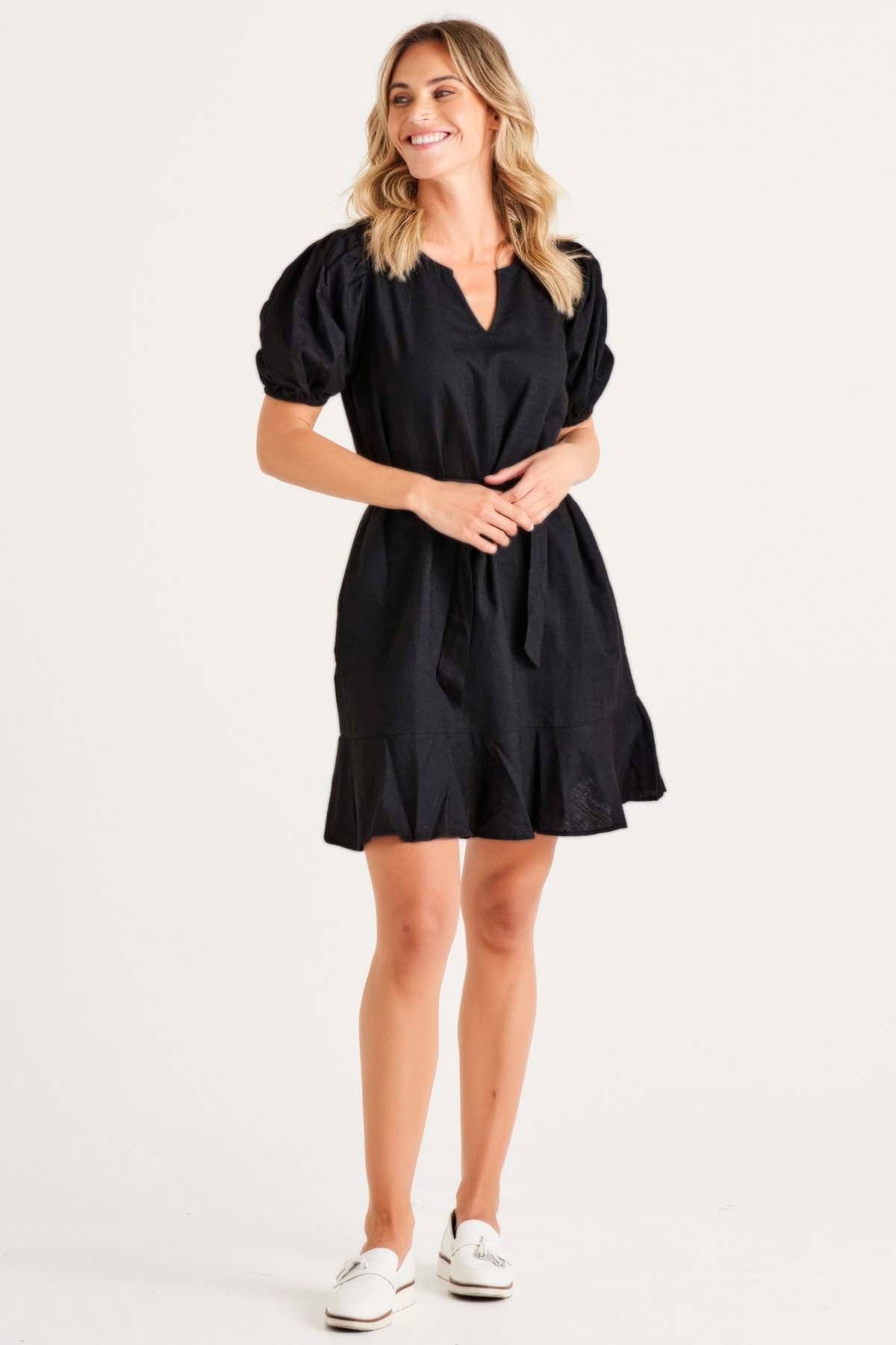 Betty Basics Birdie Mini Dress in Coal Black