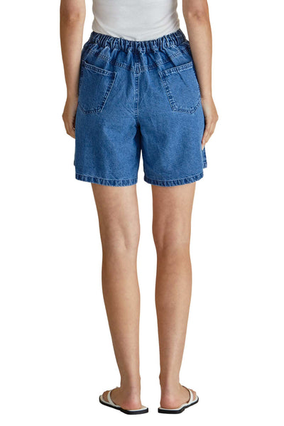 Betty Basics Breeze Relaxed Denim Shorts in Dark Blue