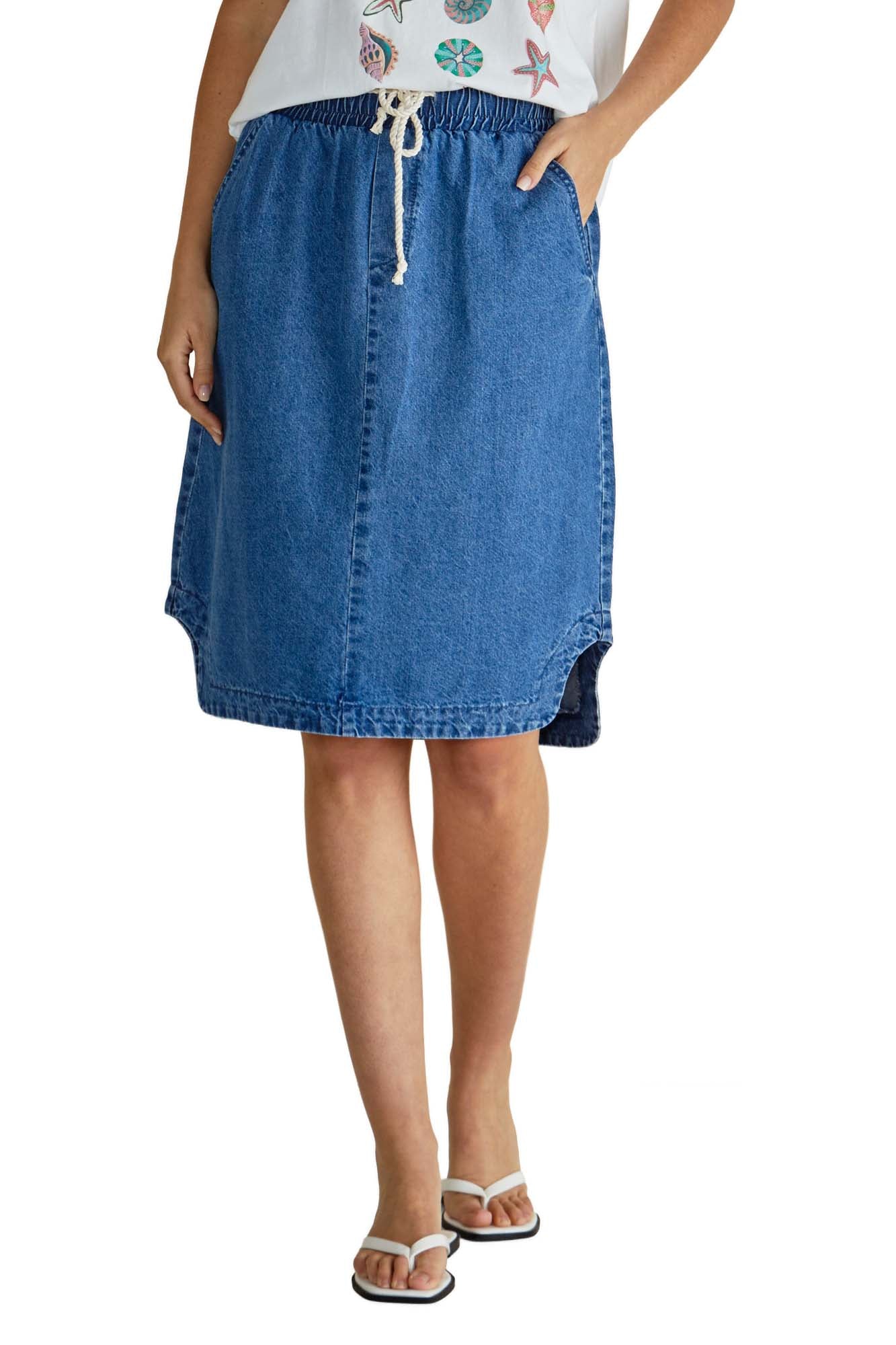 Betty Basics Dara Denim Skirt in Vintage Blue