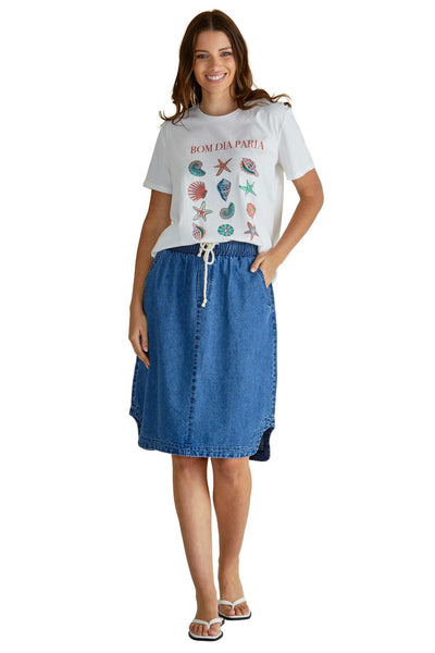 Betty Basics Dara Denim Skirt in Vintage Blue