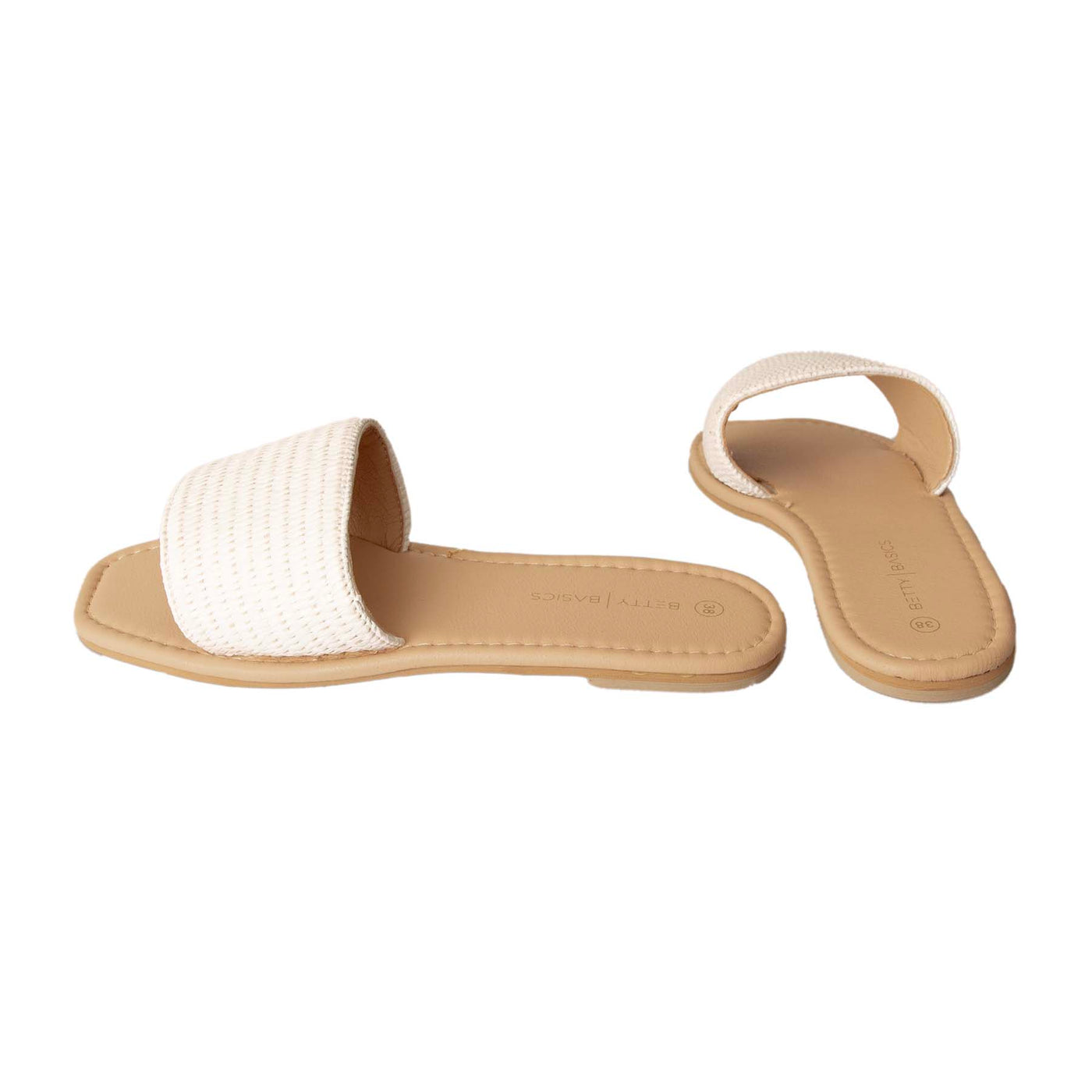 Betty Basics Raffia Slide in White