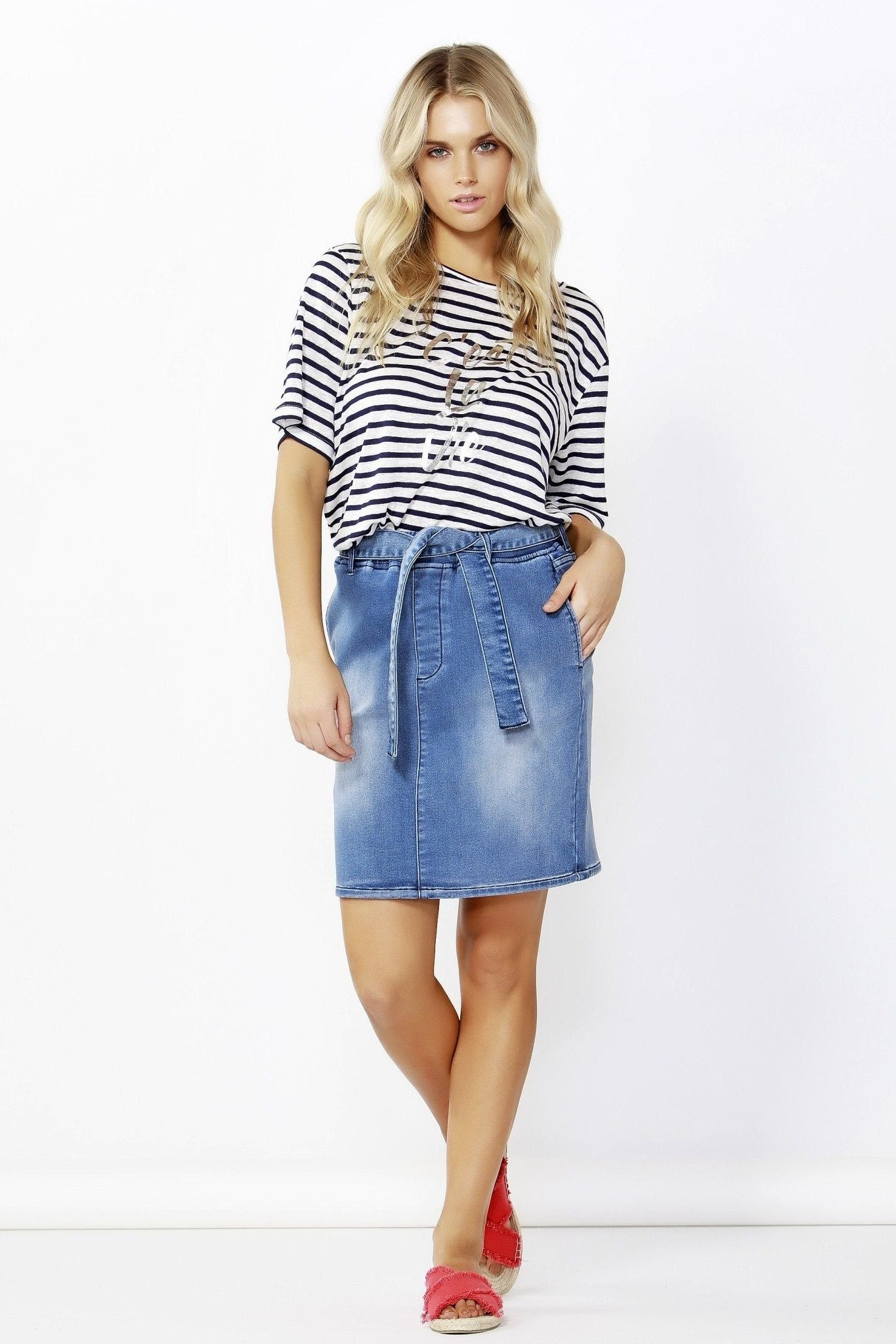 Betty Basics Archer Stretch Denim Skirt in Dark Indigo - Hey Sara