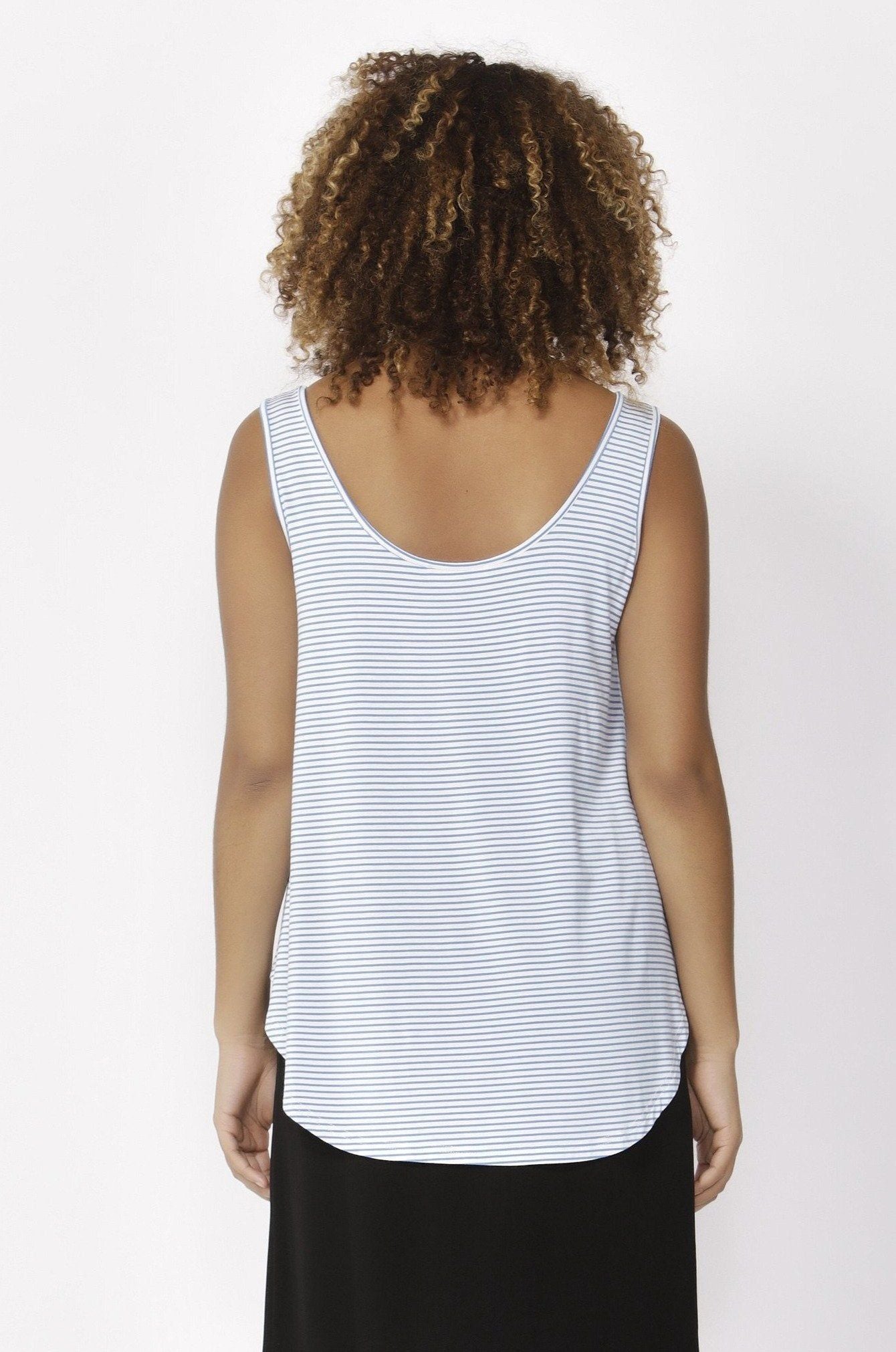 Betty Basics Boston Tank Top in Sky White Stripe - Hey Sara