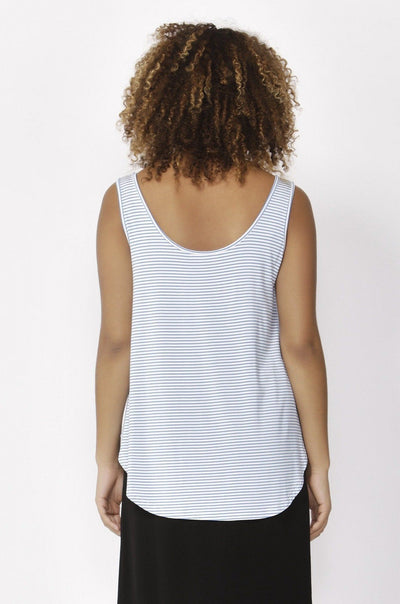 Betty Basics Boston Tank Top in Sky White Stripe - Hey Sara