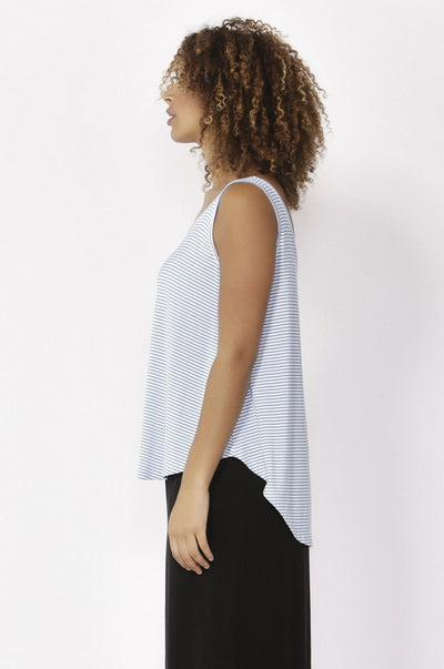 Betty Basics Boston Tank Top in Sky White Stripe - Hey Sara