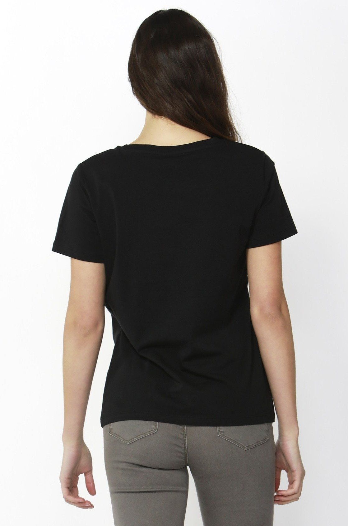Betty Basics Cara Tee in Black with Leopard Sequin Trim - Hey Sara