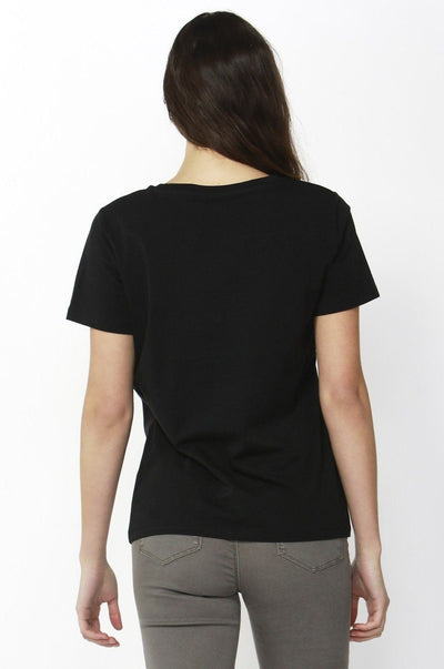 Betty Basics Cara Tee in Black with Leopard Sequin Trim - Hey Sara