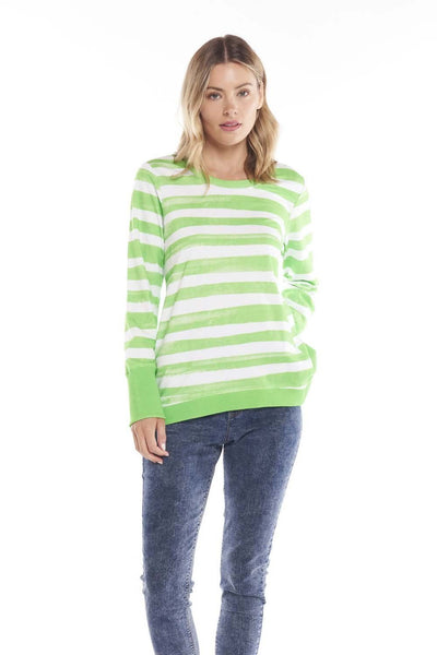 Betty Basics Dolly Sweater in Parakeet Brushstroke Stripe - Hey Sara