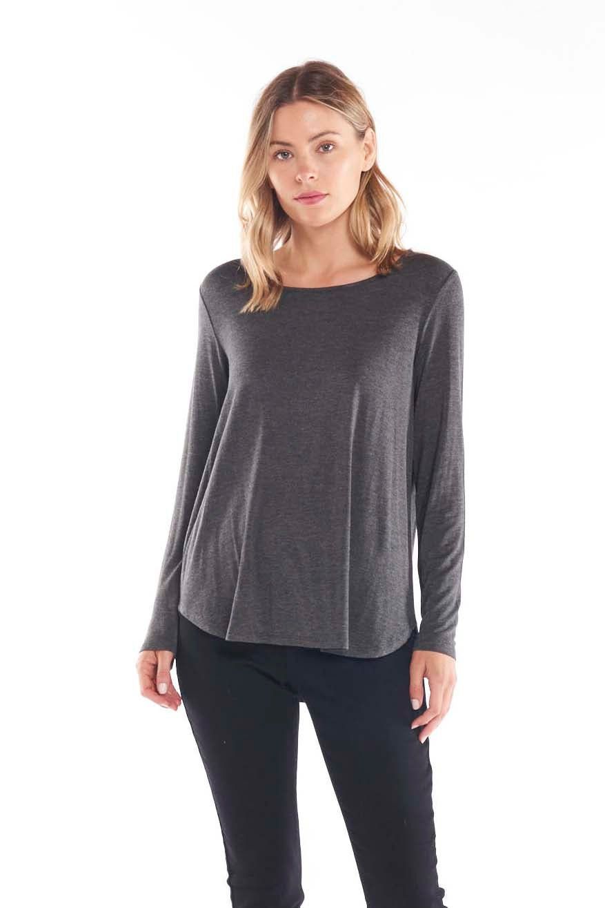 Betty Basics Evanna Top in Charcoal Marle - Hey Sara