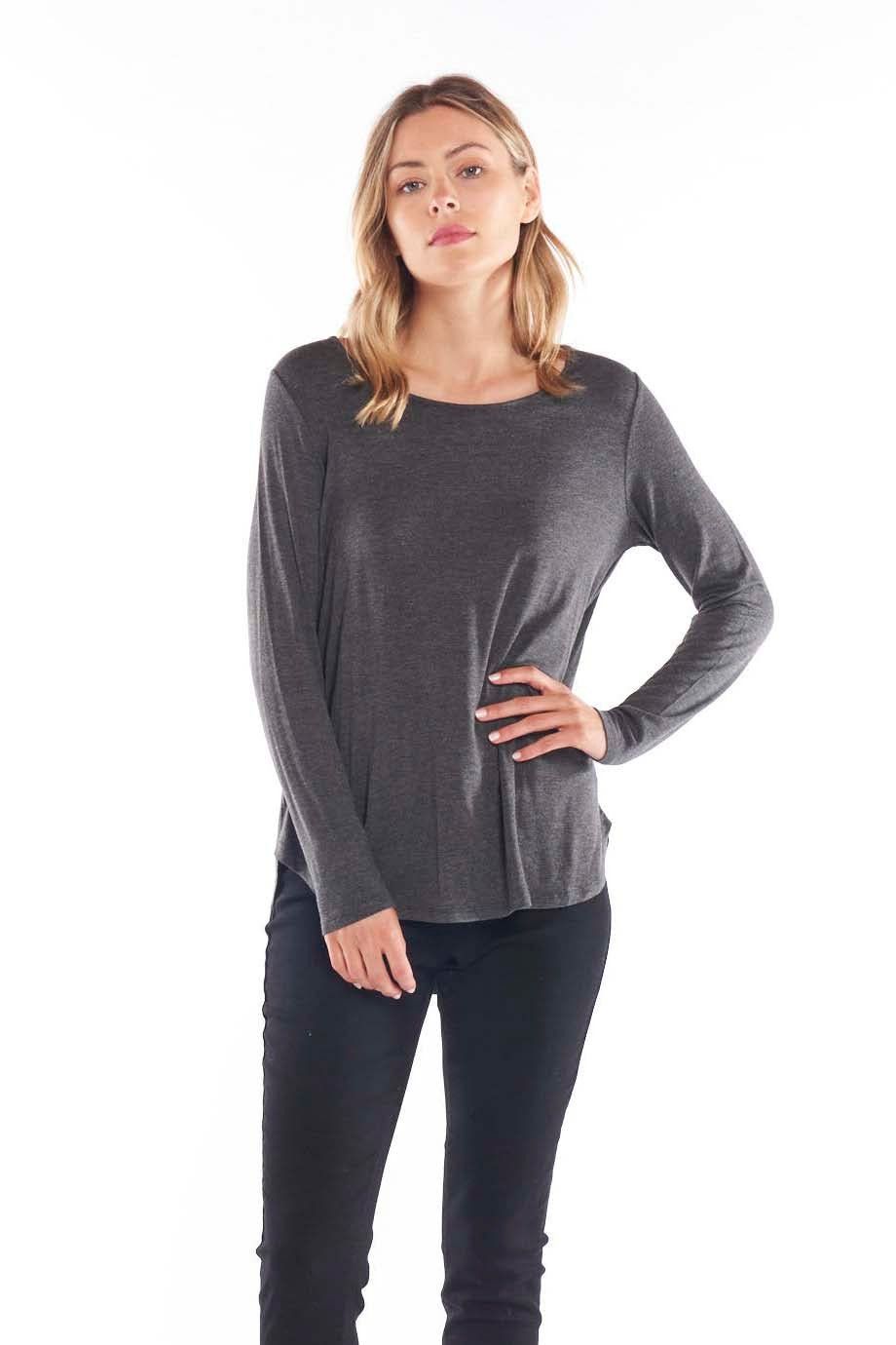 Betty Basics Evanna Top in Charcoal Marle - Hey Sara