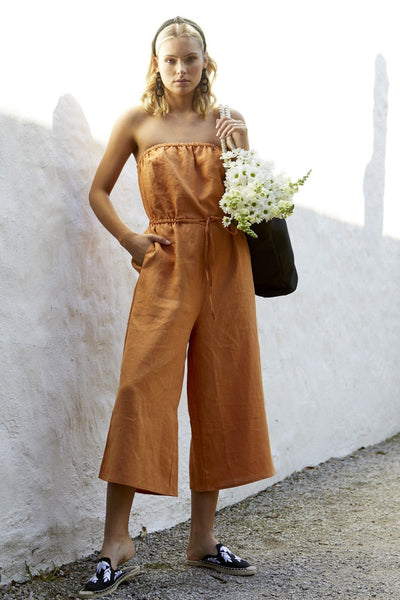 Betty Basics Finn Linen Jumpsuit in Rust - Hey Sara