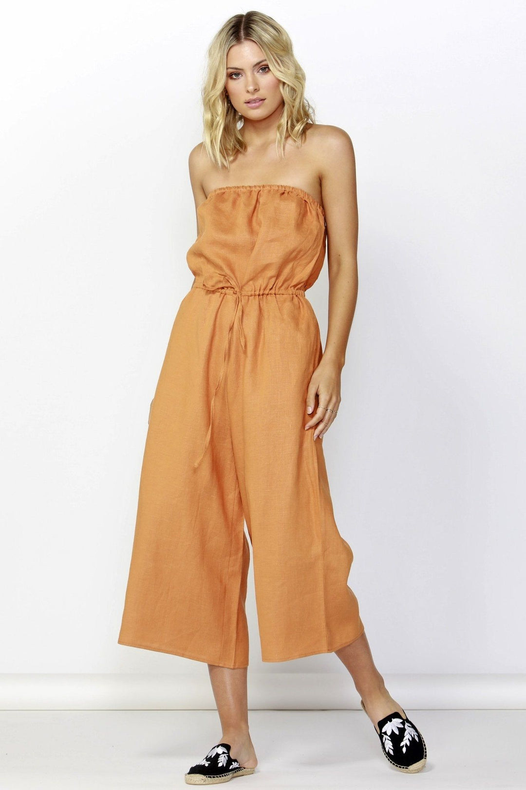 Rust linen jumpsuit store