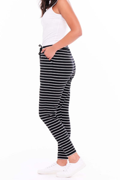 Betty Basics Jade Pant in Black with White Stripe - Hey Sara