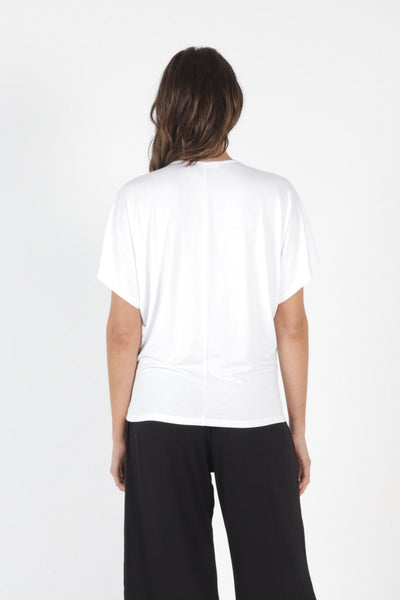 Betty Basics Maui Tee in White with Wild Print - Hey Sara