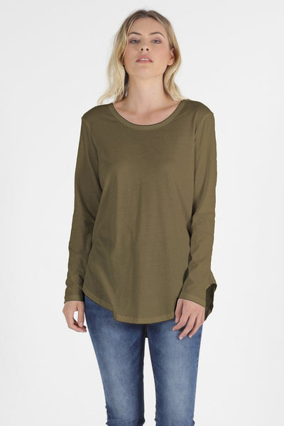 Betty Basics Megan Long Sleeve Top in Khaki - Hey Sara