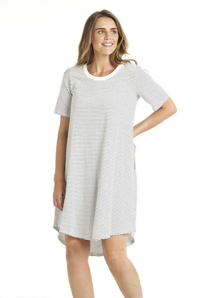 Betty Basics Nyree Dress in White Black Stripe - Hey Sara