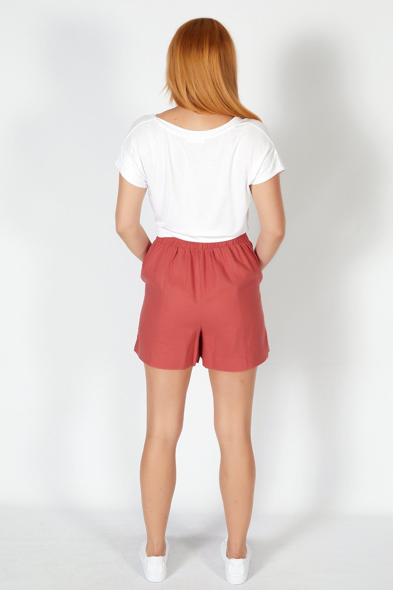 Betty Basics Peyton Linen Short in Berry - Hey Sara