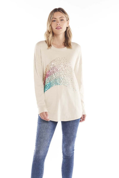 Betty Basics Sophie Knit Jumper in Cream with Glitter Sequins - Hey Sara