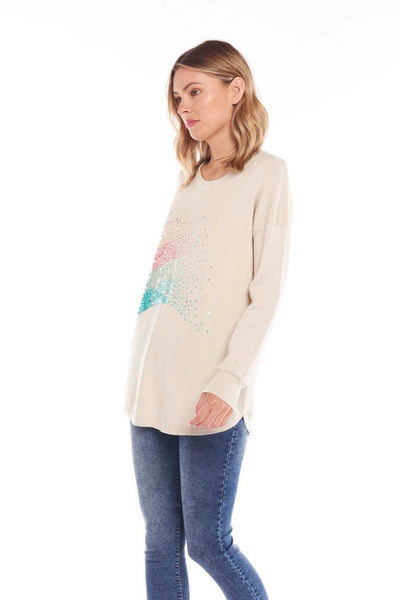 Betty Basics Sophie Knit Jumper in Cream with Glitter Sequins - Hey Sara