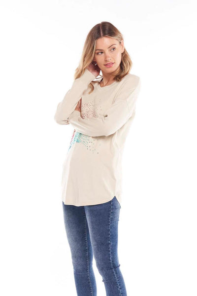 Betty Basics Sophie Knit Jumper in Cream with Glitter Sequins - Hey Sara