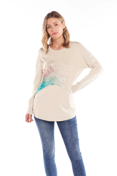 Betty Basics Sophie Knit Jumper in Cream with Glitter Sequins - Hey Sara