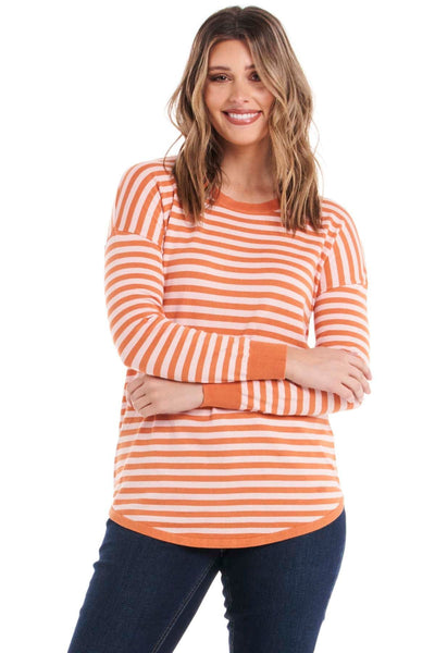 Betty Basics Sophie Knit Jumper in Pink and Apricot Stripe - Hey Sara