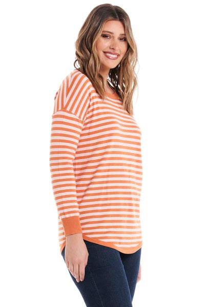 Betty Basics Sophie Knit Jumper in Pink and Apricot Stripe - Hey Sara