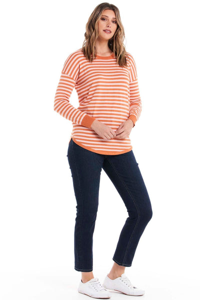 Betty Basics Sophie Knit Jumper in Pink and Apricot Stripe - Hey Sara