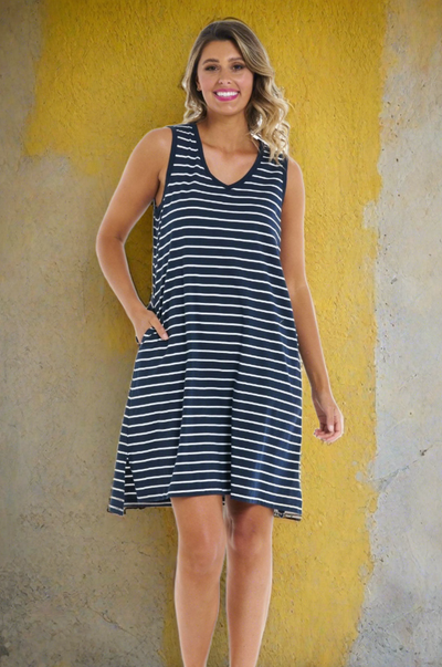 Betty Basics Summer Dress in Nautical Stripe - Hey Sara