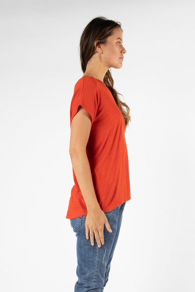 Betty Basics Toledo Tee in Sunset Red - Hey Sara