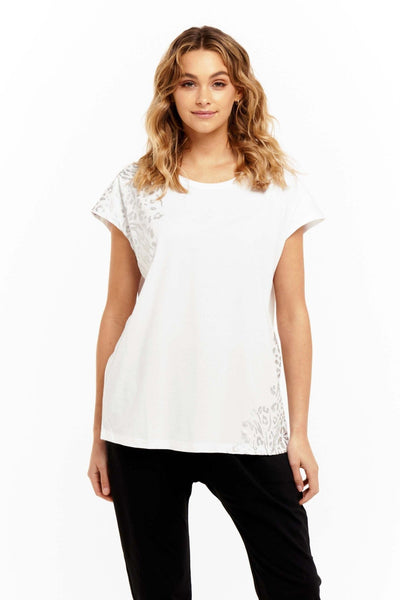 Betty Basics Tyra Top in White with Silver - Hey Sara