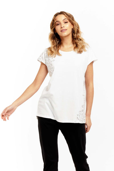 Betty Basics Tyra Top in White with Silver - Hey Sara