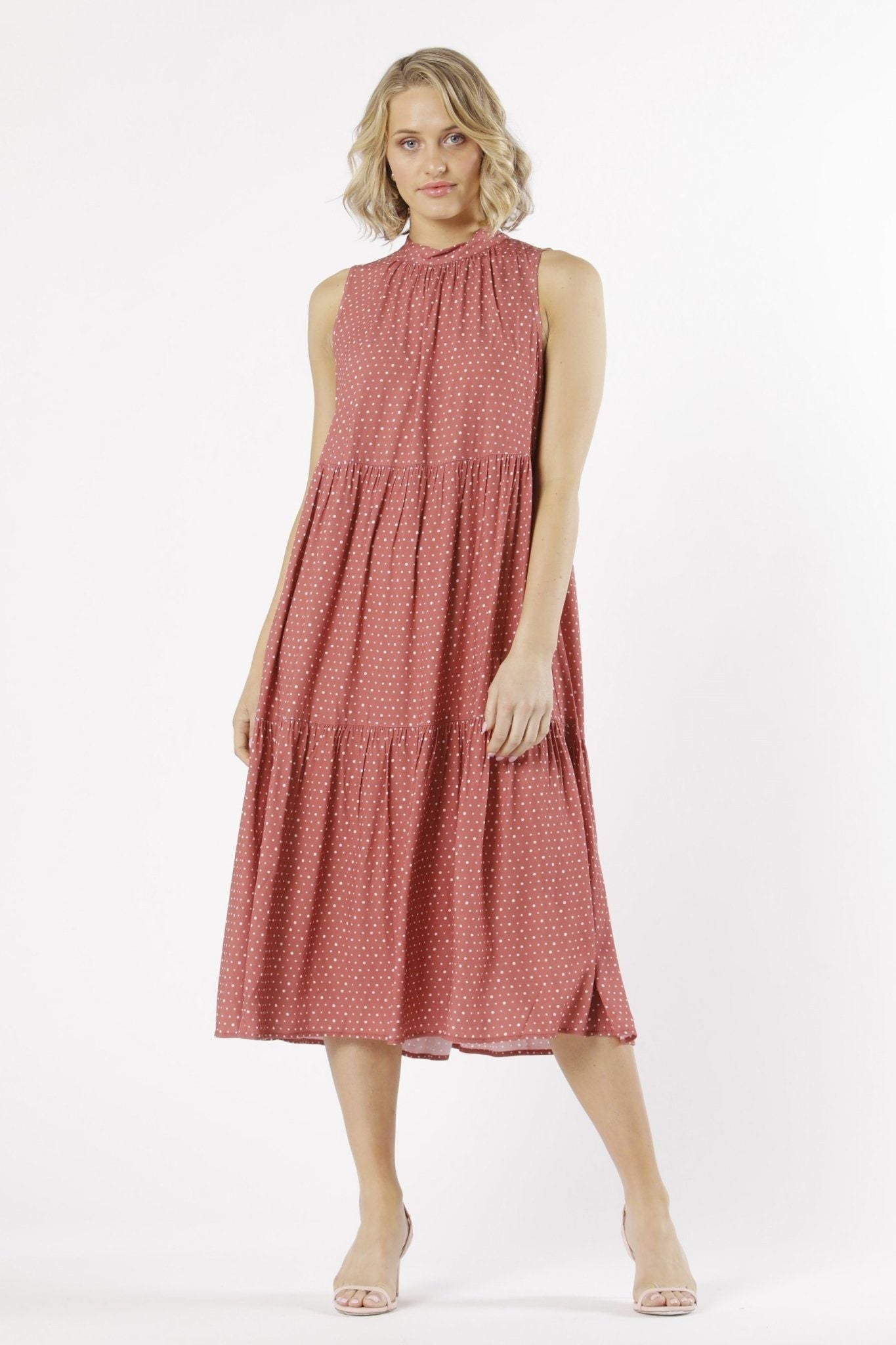 Fate + Becker Casablanca Midi Dress in Berry Spot - Hey Sara