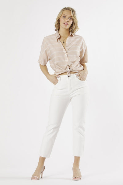 Fate + Becker Indiana Stripe Shirt in Rose - Hey Sara