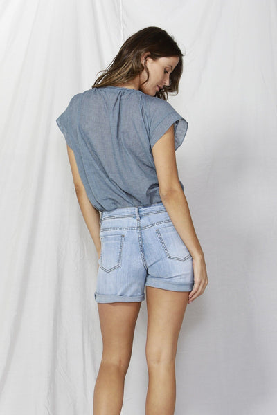 Fate + Becker Kurt Denim Shorts in Light Blue - Hey Sara