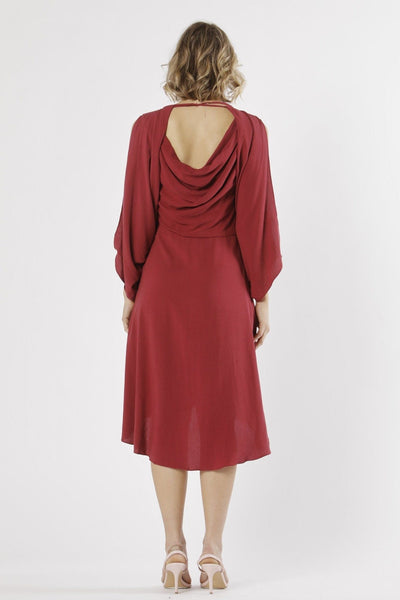 Fate + Becker Marrakesh Cowl back Dress in Plum - Hey Sara