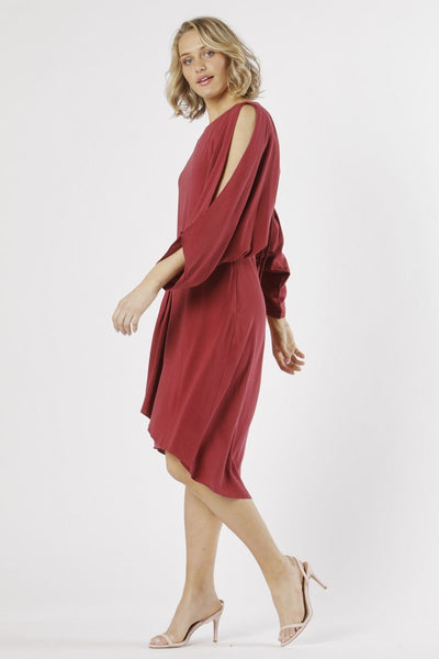 Fate + Becker Marrakesh Cowl back Dress in Plum - Hey Sara