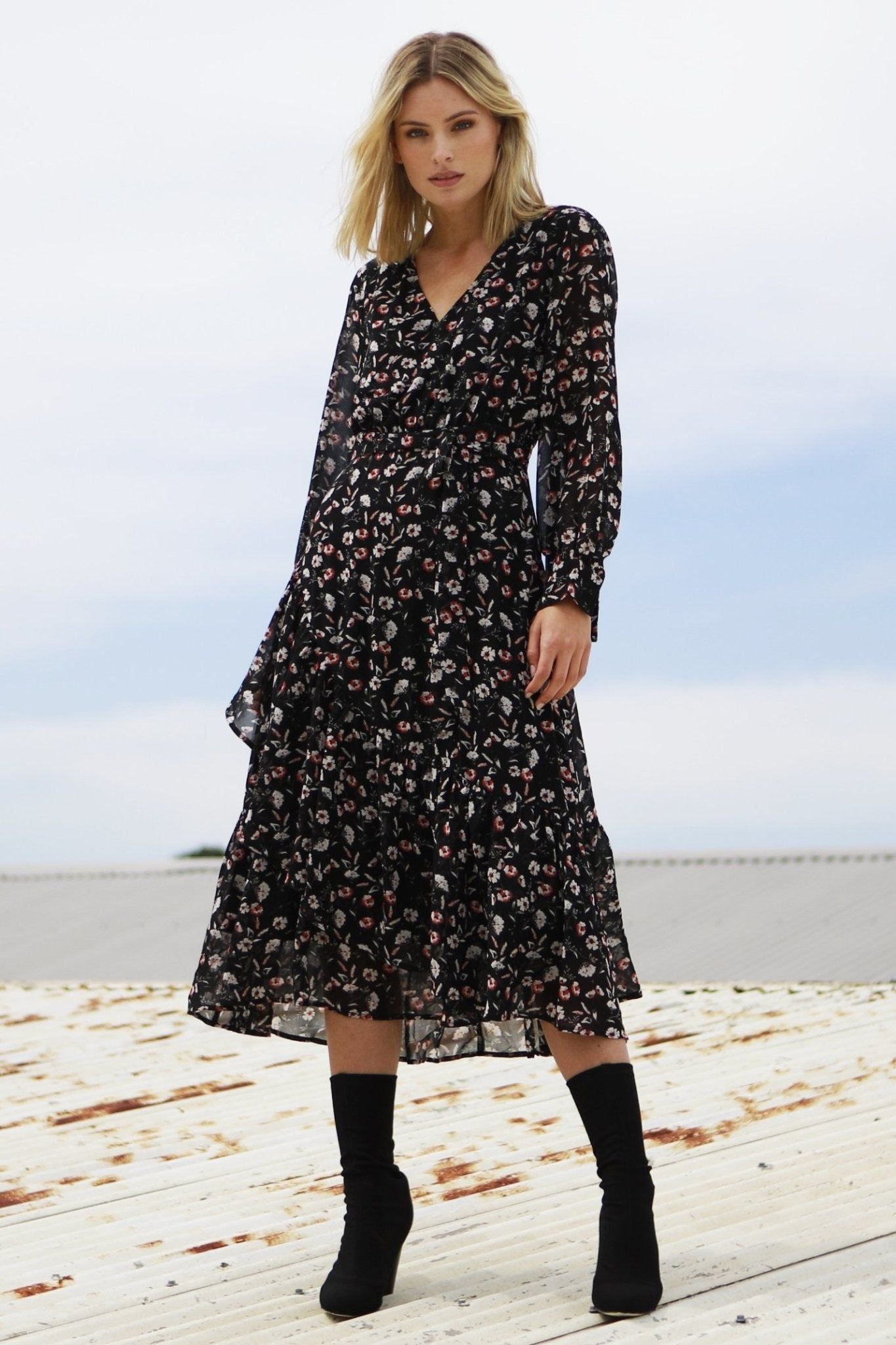 Fate + Becker Nolita Wrap Dress in Floral Print - Hey Sara