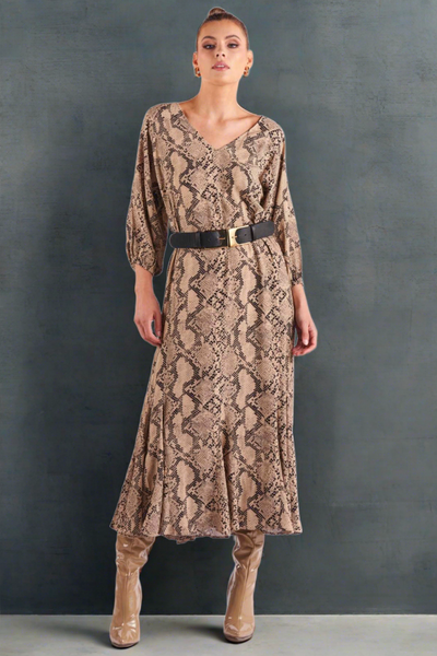 Fate + Becker Only Yesterday Dress in Snake Print - Hey Sara