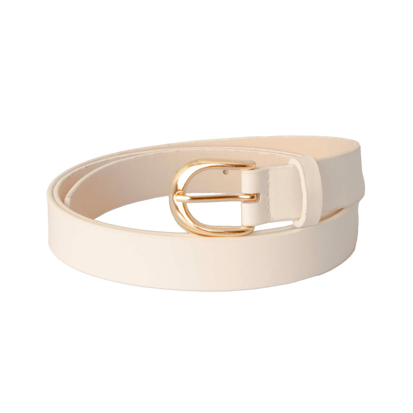 Sass Seema Belt with Gold Buckle in White