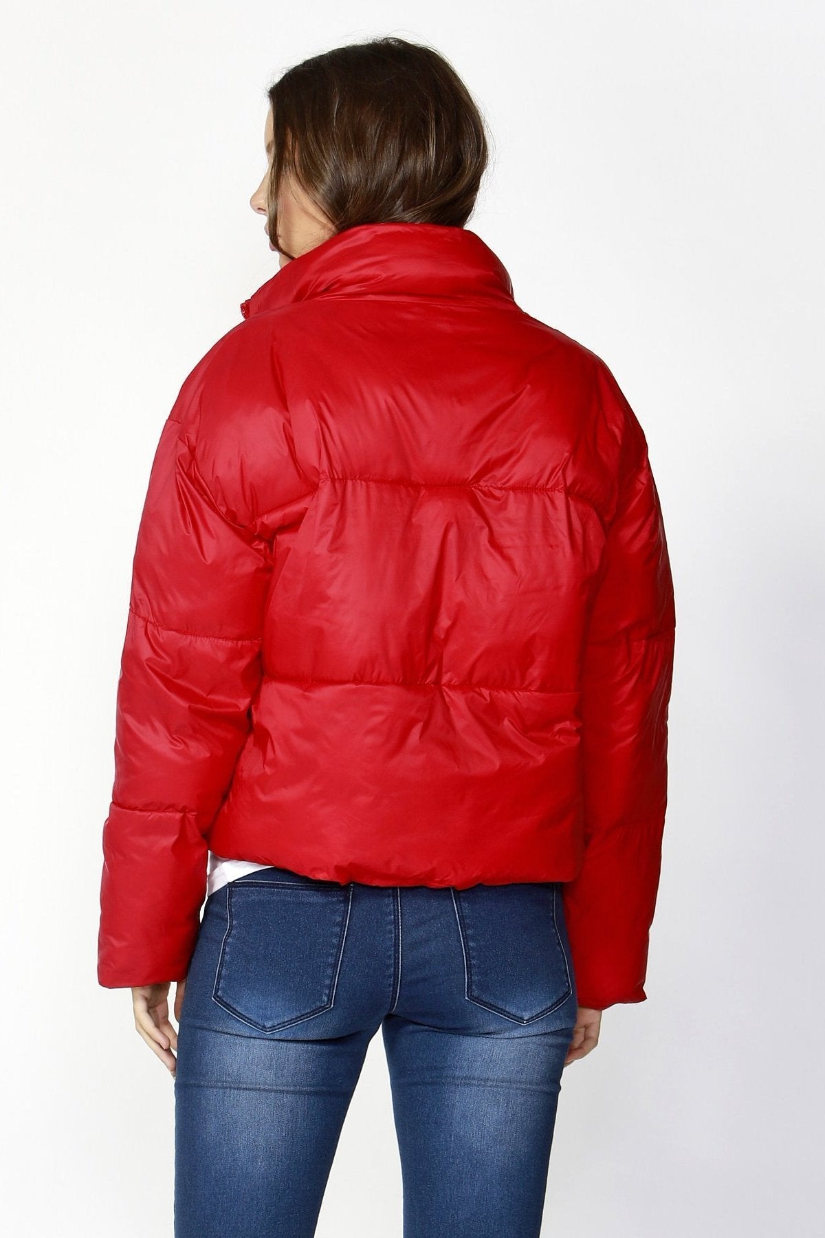 Betty Basics Dylan Cropped Puffer Jacket in Lava Red - Hey Sara