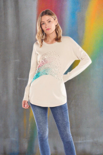 Betty Basics Sophie Knit Jumper in Cream with Glitter Sequins
