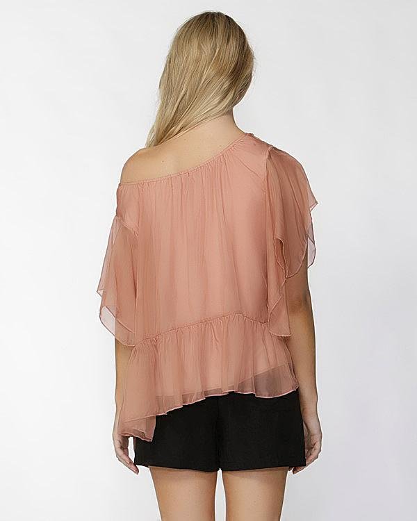 Fate + Becker Este Ruffled Sheer Silk Blouse in Blush Size 6 ONLY - Hey Sara